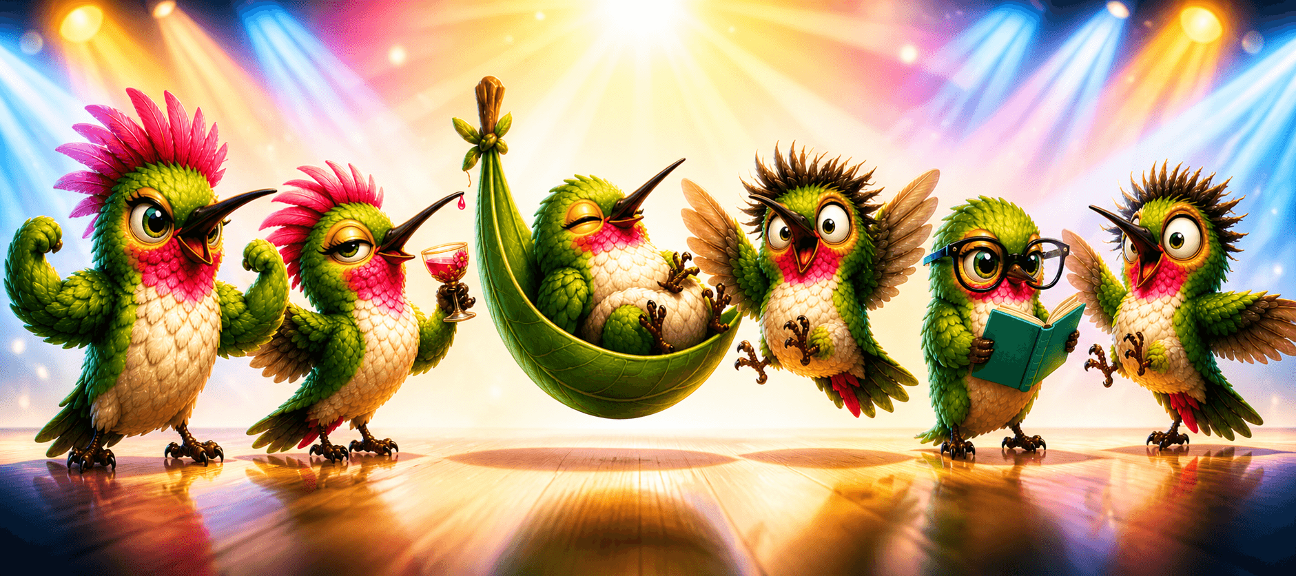The Hummingbird Crew on stage